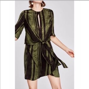 Zara Olive and Black Striped Mini Dress